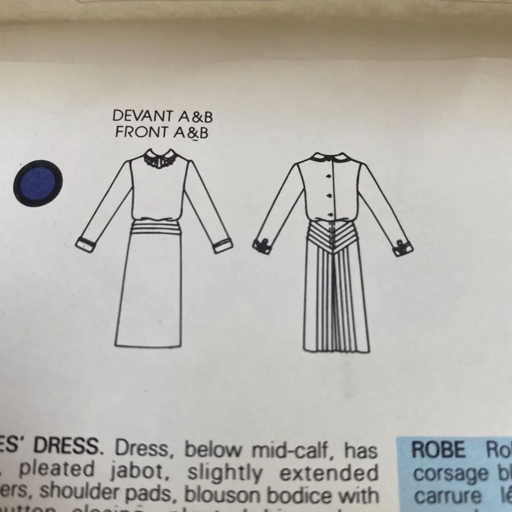 Vintage Vogue Sewing Pattern 1479 American Designer Albert Nipon Dress Size 10